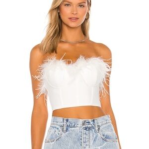 Superdown white feathers top xs